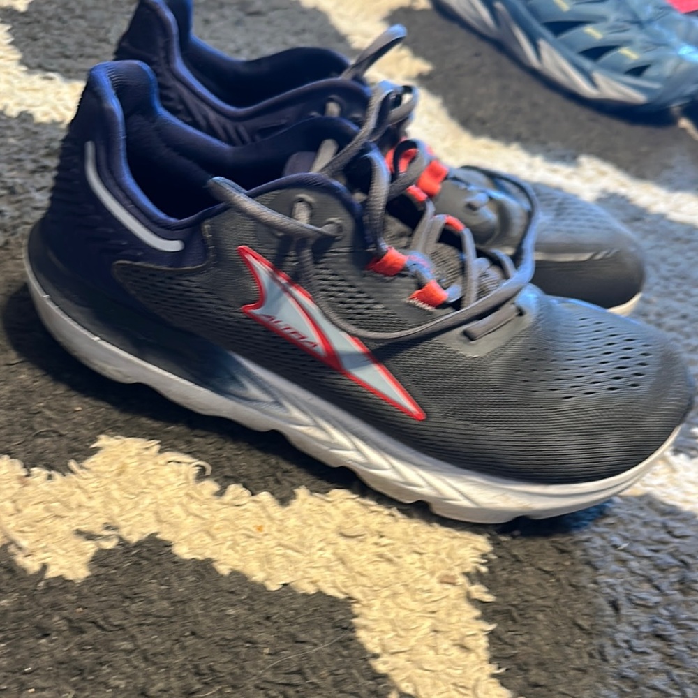 Altra Gray and Red Sneakers with Breathable Mesh